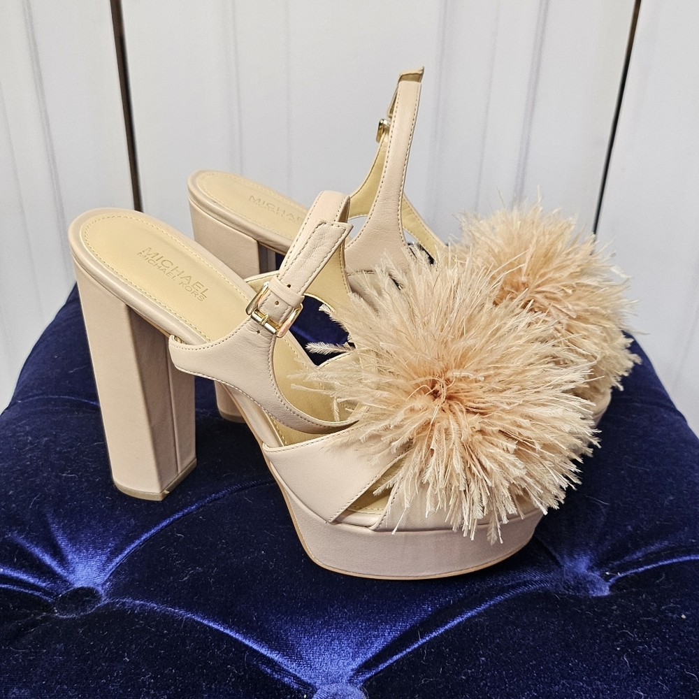MICHAEL MICHAEL KORS Feather Pompom Platform Sandals - Picture 5 of 14